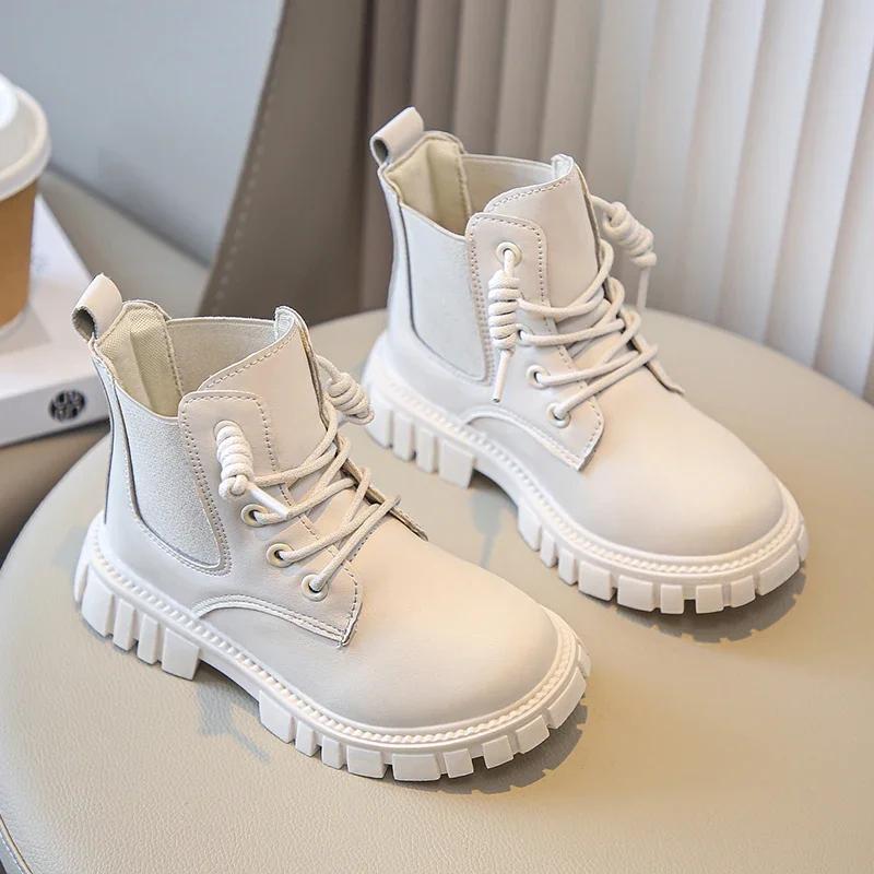 Kids Shoes Boots for Girl Classic Simple School Black Boots Fashion Causal Versatile Children's Ankle Boots Matte PU Non-slip