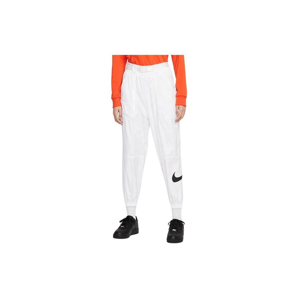 Nike Sportswear Swoosh Print Woven Cuffed Joggers Women Bottoms White CJ3777-100