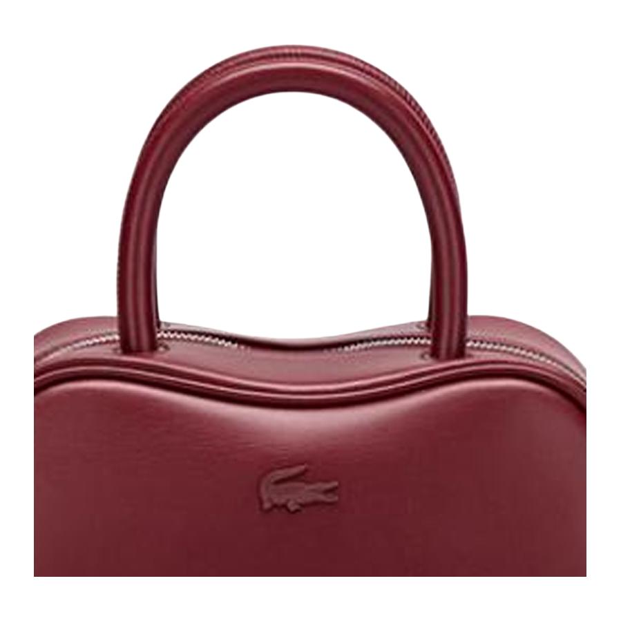Lacoste Fashion Minimalist Mixed Material Shoulder Tote Bag Medium Women bags Burgundy NF4467FOM96