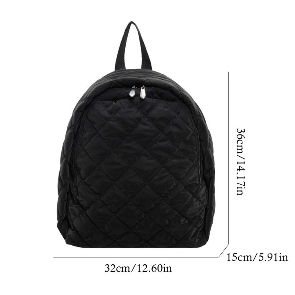 Simple Down Cotton Padded Large Capacity Backpack Lightweight Solid Color Schoolbag Puffy Quilted Shoulder Bags for Students