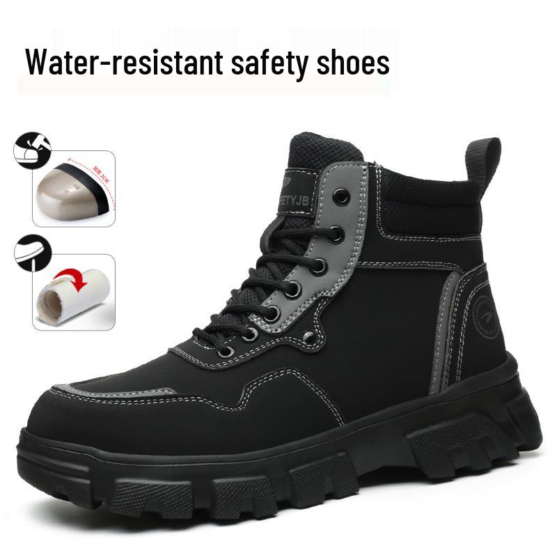 Men's High-Top Anti-Smash, Anti-Puncture, Non-Slip, Water-Repellent Work Boots for Outdoor, Wear-Resistant and Comfortable for Long-Standing.