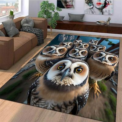 Alfombra de dibujos animados 3D con diseño de búho, águila y pájaros para decoración de sala de estar y dormitorio, alfombrilla antideslizante para sofá, felpudo, regalo para niños