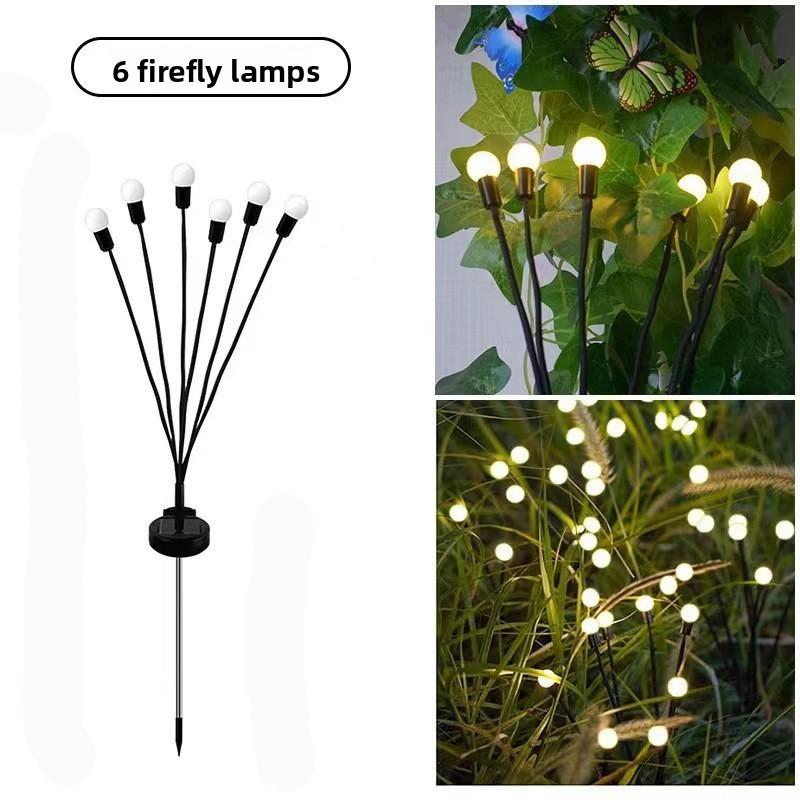 

Solar Lawn Light With Moving Firefly Effect For Garden And Patio Decor Warm 6pcs