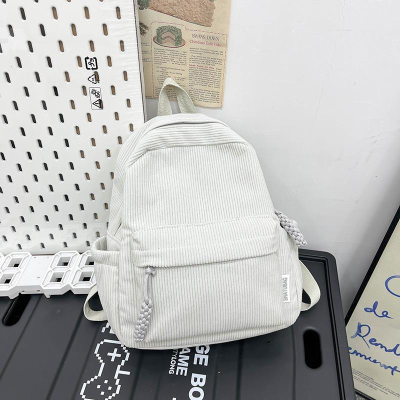 Schoolbag Corduroy Small Backpack Women's Fashion Spring New Japanese ins Simple Versatile Travel Shopping Soft Girl Backpack