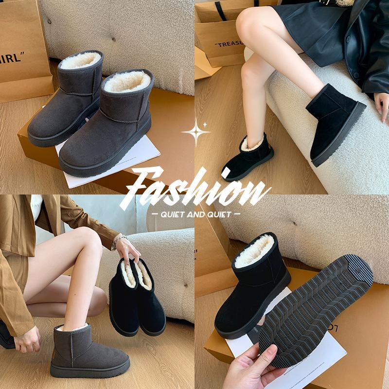 Fashion New Designer Winter Warm Snow Boots for Women Fashion Casual Solid Color Cotton Shoes Ladies Flat Sole Ankle Botines Mujer