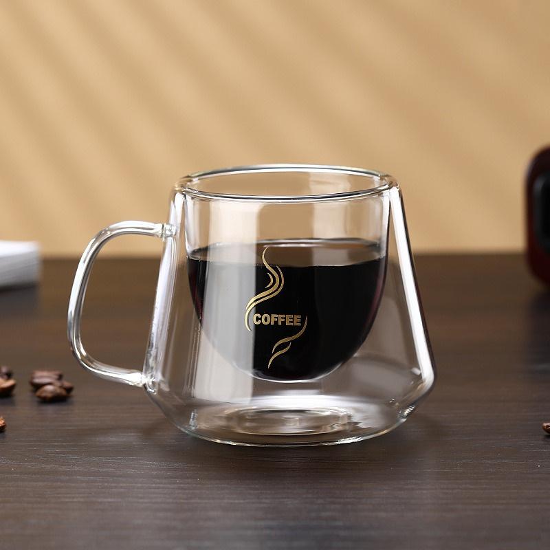 200ML Double Wall Glass Coffee Mug Diamond Shape Transparent Glass cup Heat-resistant Espresso Cup Latte Tea Water Beer Cups