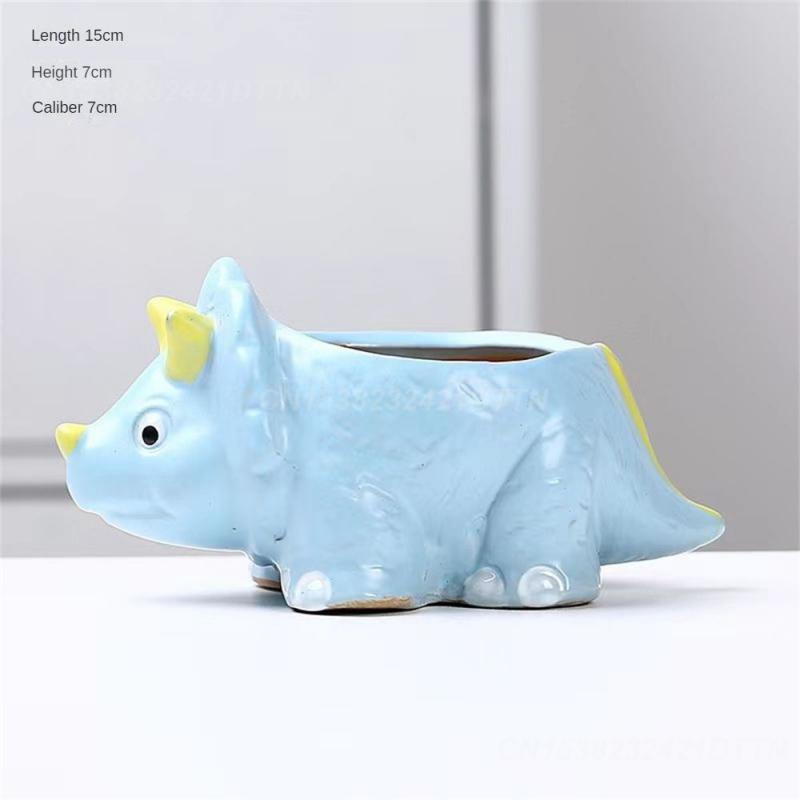 Succulent Planter Pot 15*6cm Cartoon Creative Mini Garden Decoration Planters Pot With Drain Holes Dinosaur Shaped Cartoon Cute