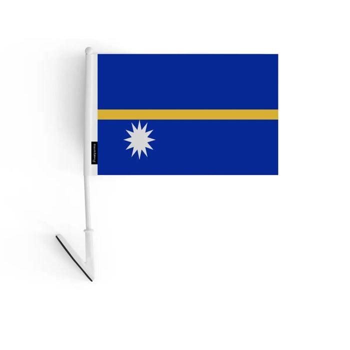 Drapeau adhésif - Nauru - 14 x 21 cm - Polyester résistant - Léger - Recto/verso