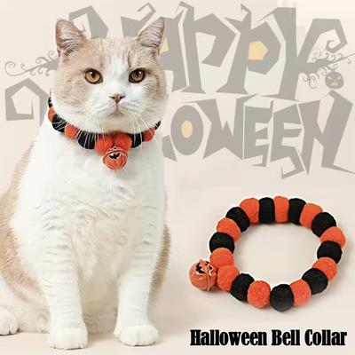 Halloween Pet Pompom Collar Halloween Pumpkin Cat Dog Necklace Dog Supplies Scarf Autumn Winter Seasons Funny Accessories