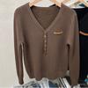 Fashion Plus Velvet Padded Sweater All Match Casual Knit Bottoming Shirt Women Autumn Winter Elegant Slim V-neck Tops