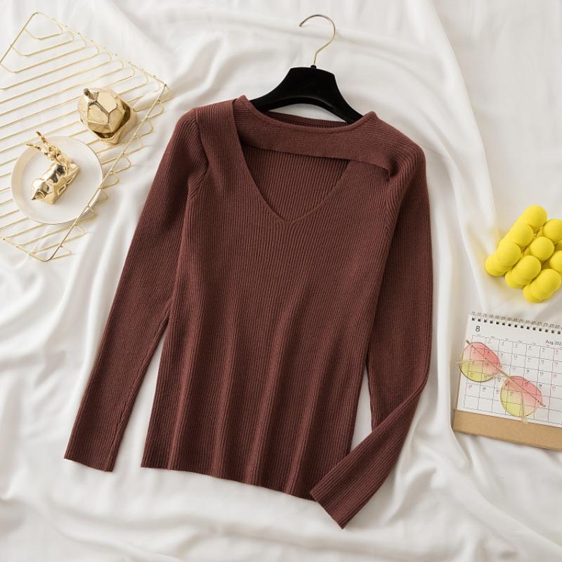

Elegant Fashion Women Knitted Bottoming Sweater Women s Inner Spring and Autumn 2024 New Long Sleeve Shirt Casual Basic Solid Color Clothes 2164 One Size кофейный