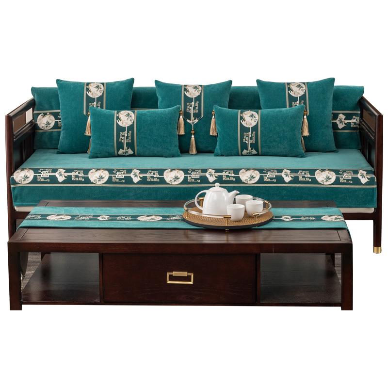Solid Wood Sofa Cushion Chinese High-Grade Non-Slip Cushion Backrest Towel Cover Cloth Four Seasons Universal Sofa Cushion Cover