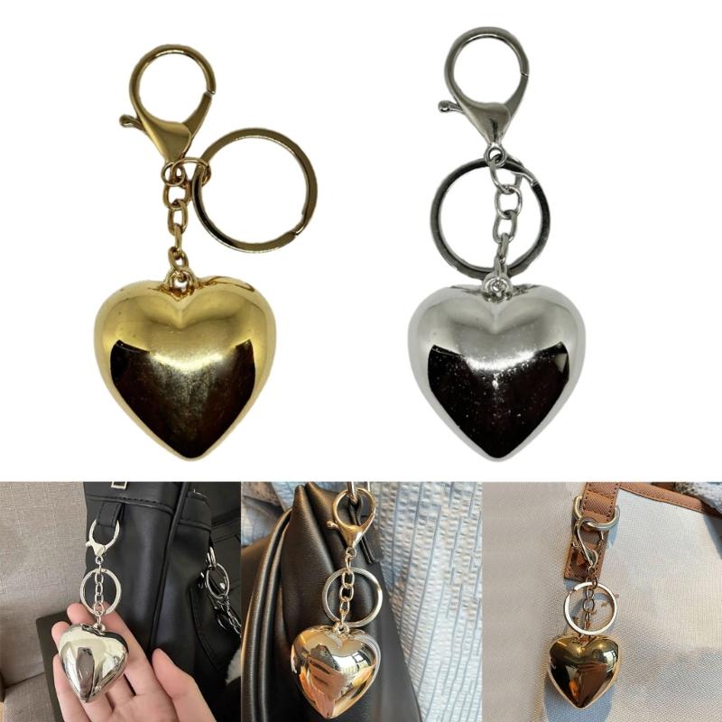 Stylish Love Heart Keychain Eye Catching Key Chain Bag Charm Decorations Fashionable Metal Pendant for Backpacks