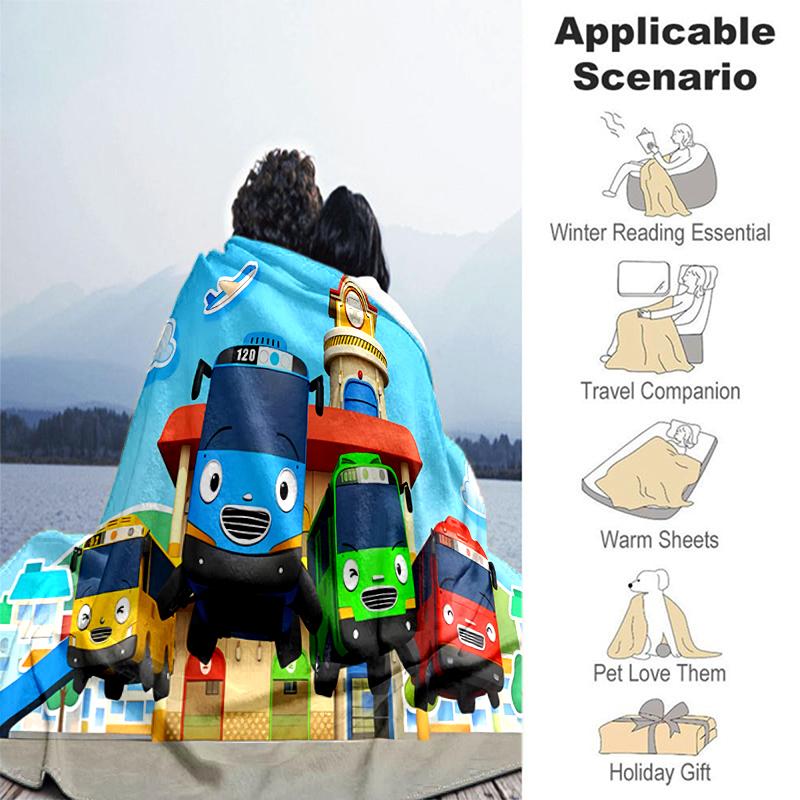 1 pezzo Coperta Tayo il Piccolo Autobus Design Stampato, Coperta Leggera per Divano, Letto - Morbida e Calda, Regalo per Tutte le Stagioni come Natale, Halloween