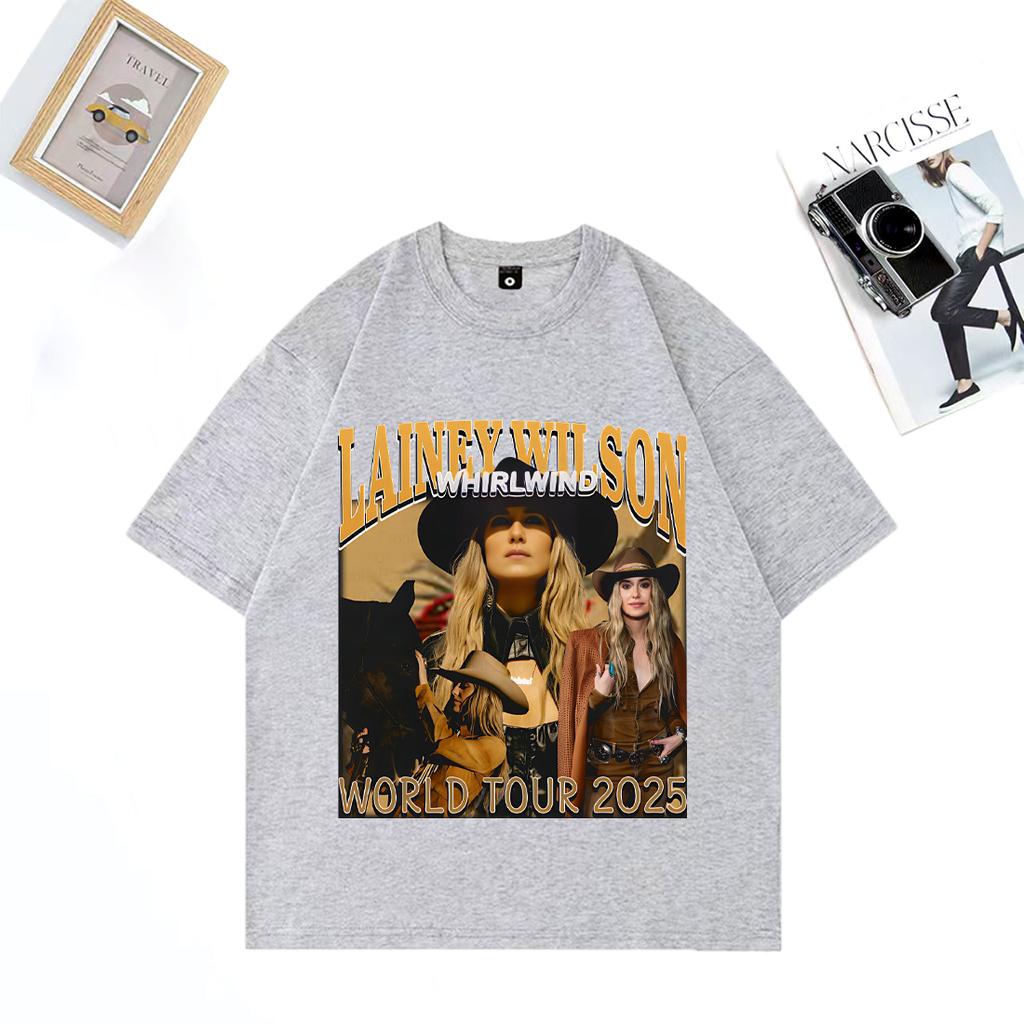 Lainey Wilson Whirlwind Tour 2025 Fashion T Shirt Unisex WOMEN Hip Hop streetwear vintage Oversized Cotton short sleeve Unisex Tees