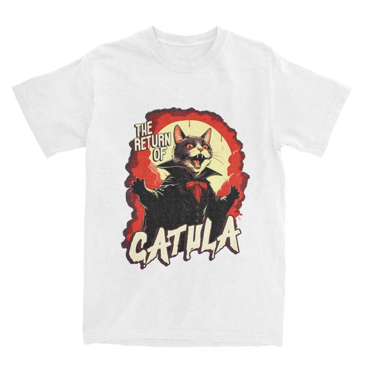 

Футболка Return Of Vampurr Cat Dracula на Хэллоуин, хлопковая одежда для мужчин и женщин, футболка с коротким рукавом и круглым вырезом, унисекс-топы Harajuku S