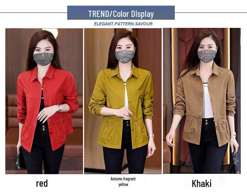 Damen Vielseitige Langarm Mode Revers Jacke - Leichte Lässige Frühling & Herbst Kleidung