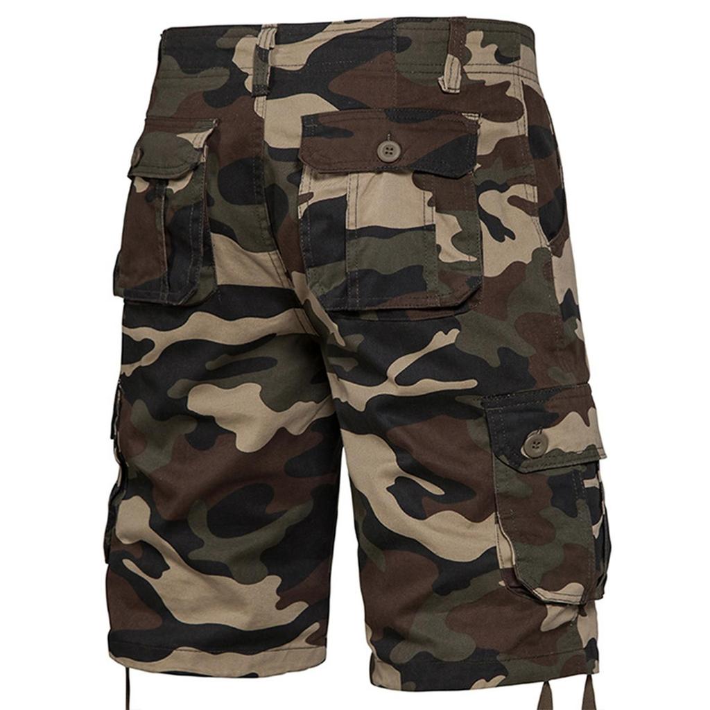 Men's Summer Multi-Pocket Cargo Shorts Men's Casual Fashion Solid Color Loose Cargo Shorts