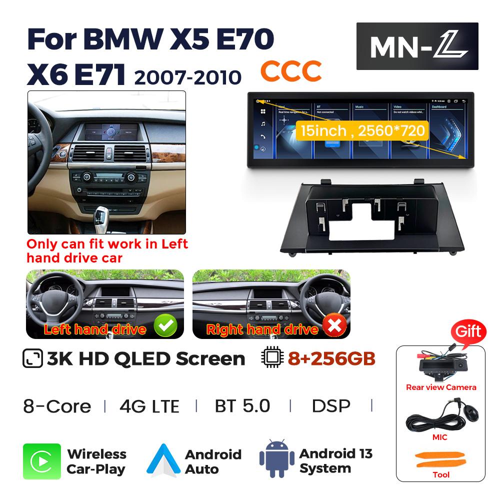

15-дюймовий екран 3K Android Все в одному Для android bmw e70 x5 bmw x6 e71 Автомобільний радіо Мультимедійний плеєр для Carplay Android Auto BT 4G