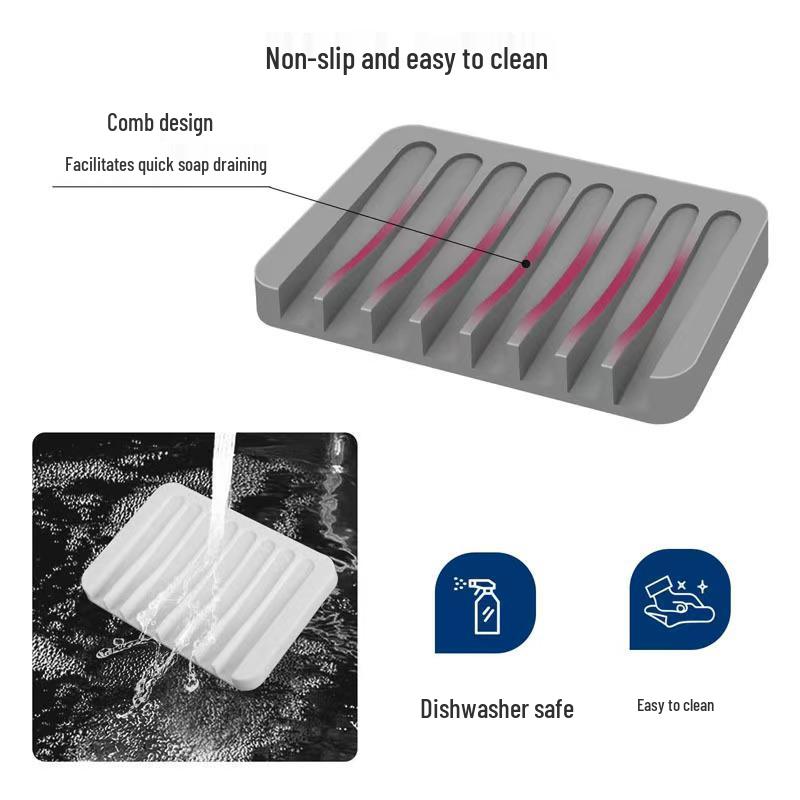 Silicone Self-Draining Soap Holder - No Water Accumulation, Punch-Free, Creative Bathroom Countertop Sponge Drainer