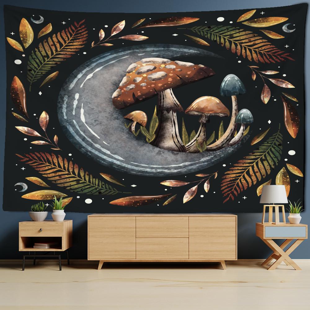 

Психоделический цветочный гобелен, настенный гобелен с грибами, богемный хиппи, колдовство, тайна, спальня, домашний декор 95x70cm