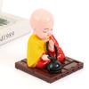 Online Solar-Powered Wooden Little Monk Car Figurine - Buddha Decoration