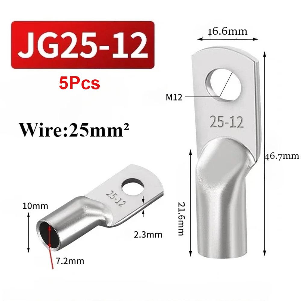 5Pcs 14-2AWG Tinned Copper Cable Lug JG Series Battery Cable Terminal  for Power Wire Crimping