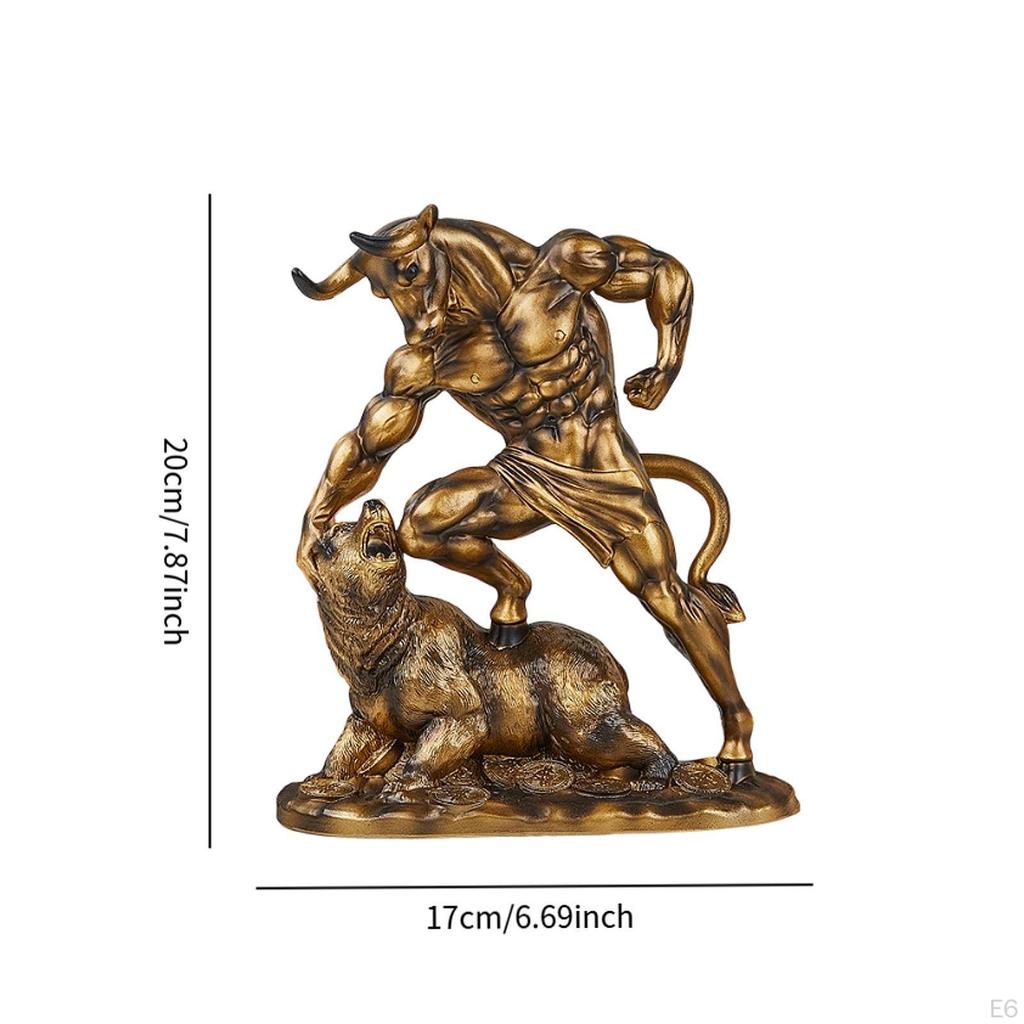 Statue Animal Sculpture Ornament Decorative Home Office Decor Resin Figurine for Stock Market Lovers