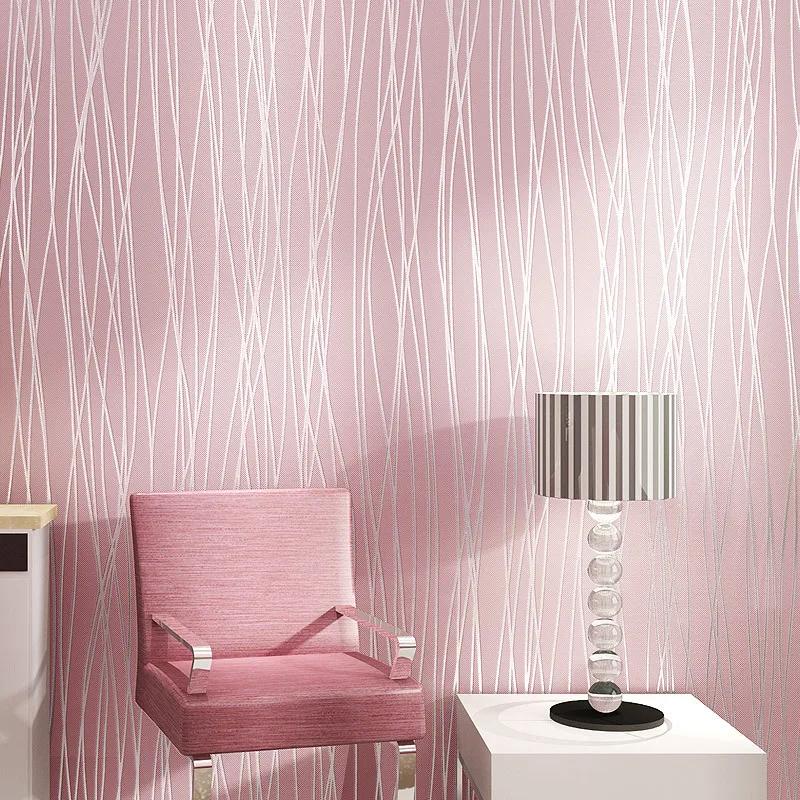 Non woven wallpaper bedroom living room solid color plain striped background wall papers home decor papel tapiz 3d para pared