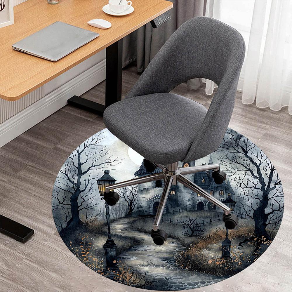 

1pc castle moonlight Round Chair mat Area Rug - Non-Slip, Floor Mat for Office, Bedroom, and Indoor Decor -1002045 80cm by 80cm