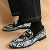 New Snake Skin Pattern Patte Loafers for Men's Pointed Tassels Shoes Male Designer Formal Wedding Dress Homecoming Footwear