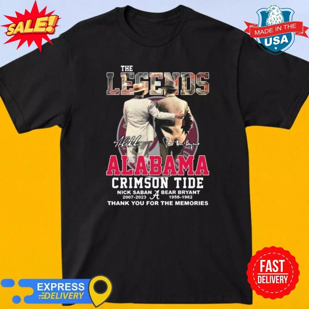 The Legends Alabama Crimson Tide Nick Saban and Bear Bryant thank you T-Shirt. Unisex T-Shirt S