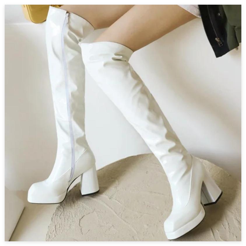 Sexy Thigh High Boots For Women Sexy Patent Fetish Party Shoes Lady Heels Over the Knee Boots Red Black Red Winter Long Shoe