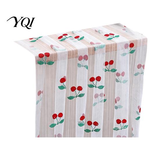 Elegant Event Table Liners Sheer Tulle Runner, Strawberry Cherry Lemon Pattern, Summer Seasonal Fruit Runner Overlay, for Birthday Party Wedding Decor