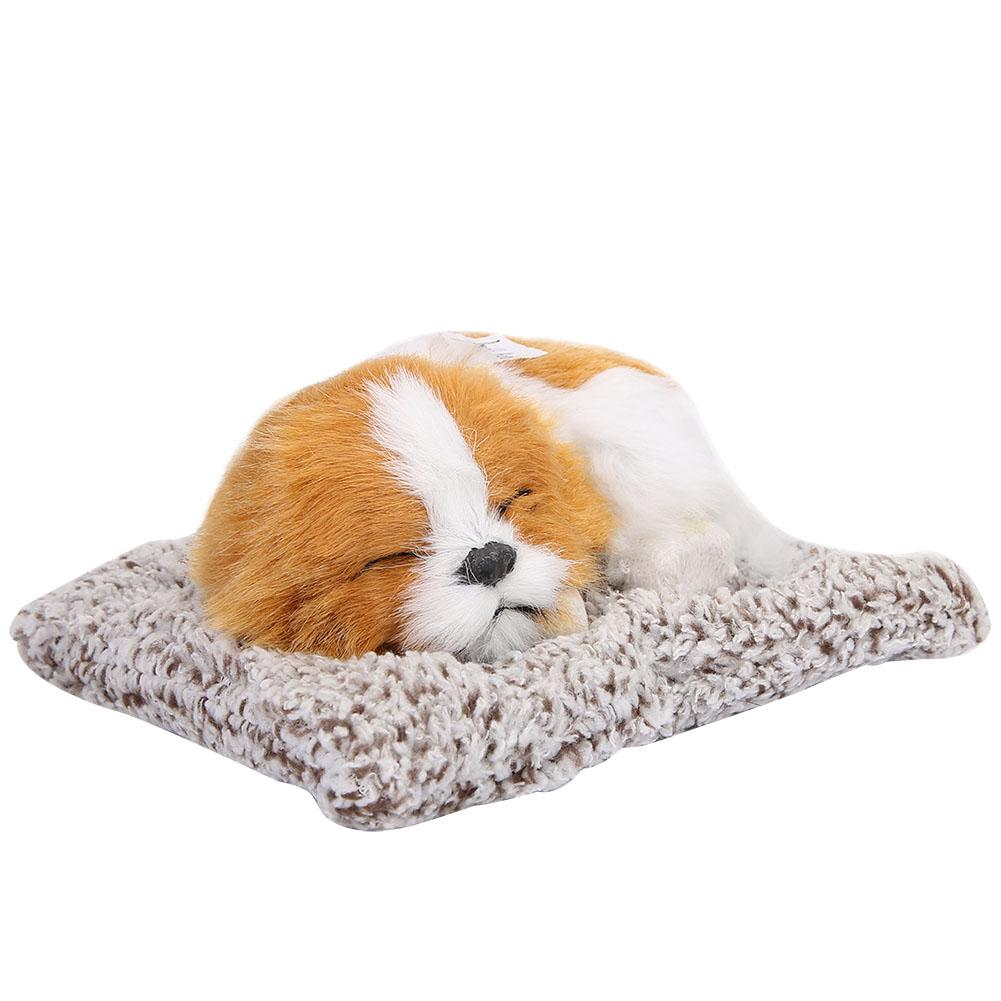Simulation Sleeping Dog Puppy Ornament Animal Plush Toy Bamboo Charcoal Decor (Yellow)