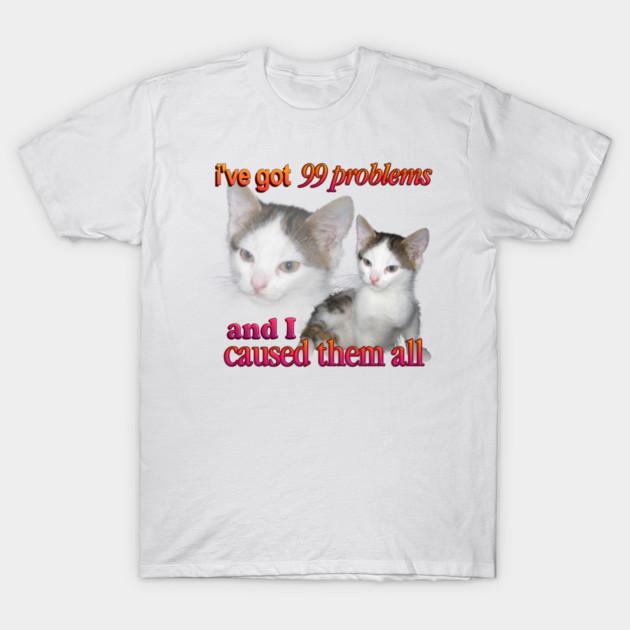 Asian Size Men Black Print T-shirt 99 Problems No-Cut Print Cotton Tshirt 2XL белый
