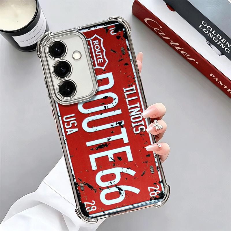 Retro Vintage License Plate Soft Phone Case For Samsung A17 A27 A07 A37 A57 A16 A56 A15 A55 A14 A54 A13 A53 A26 A36 A25 A35 A24