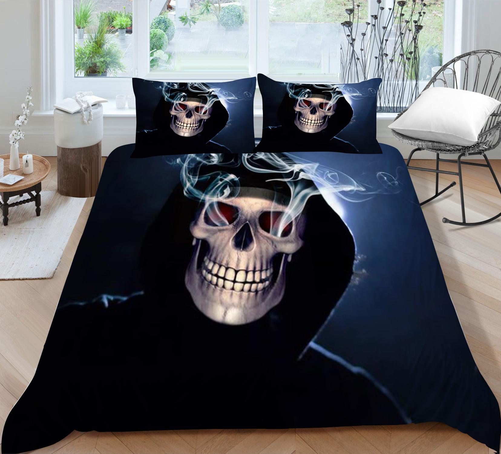 

3D чехол из микрофибры с 3D черепом, комплекты постельного белья, модный крутой комплект постельного белья, домашний декор для спальни, женские и мужские пододеяльники королевского размера EU Single 135x200cm