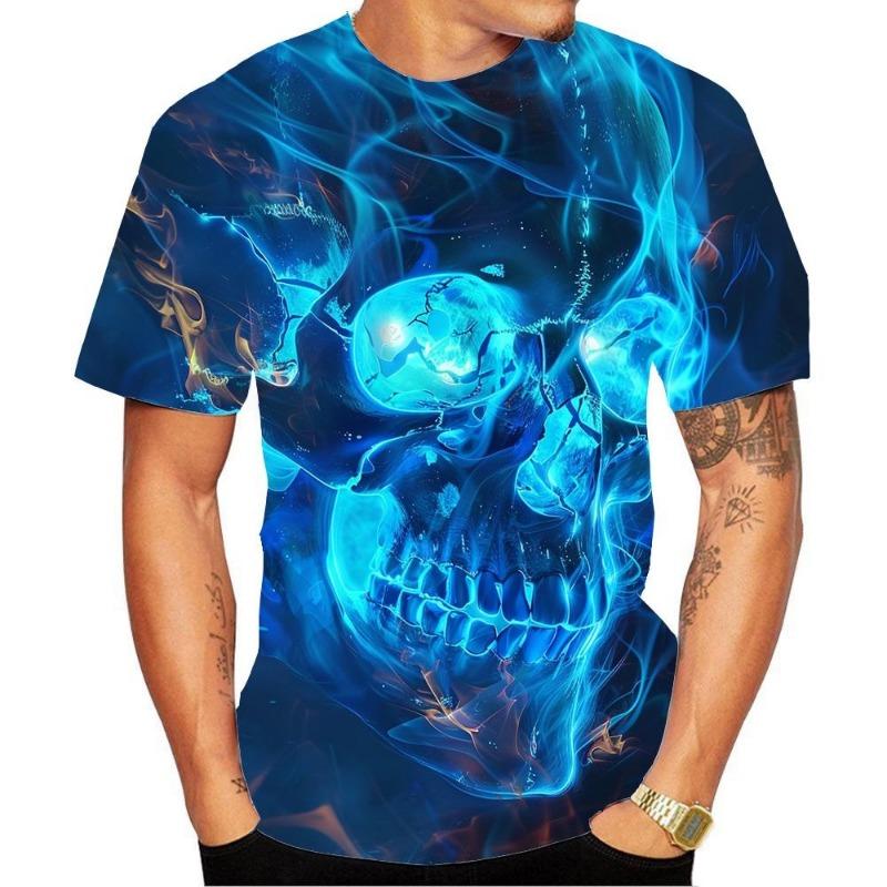 New Fashion Men/Women Round Neck 3D Printed Skull Pattern