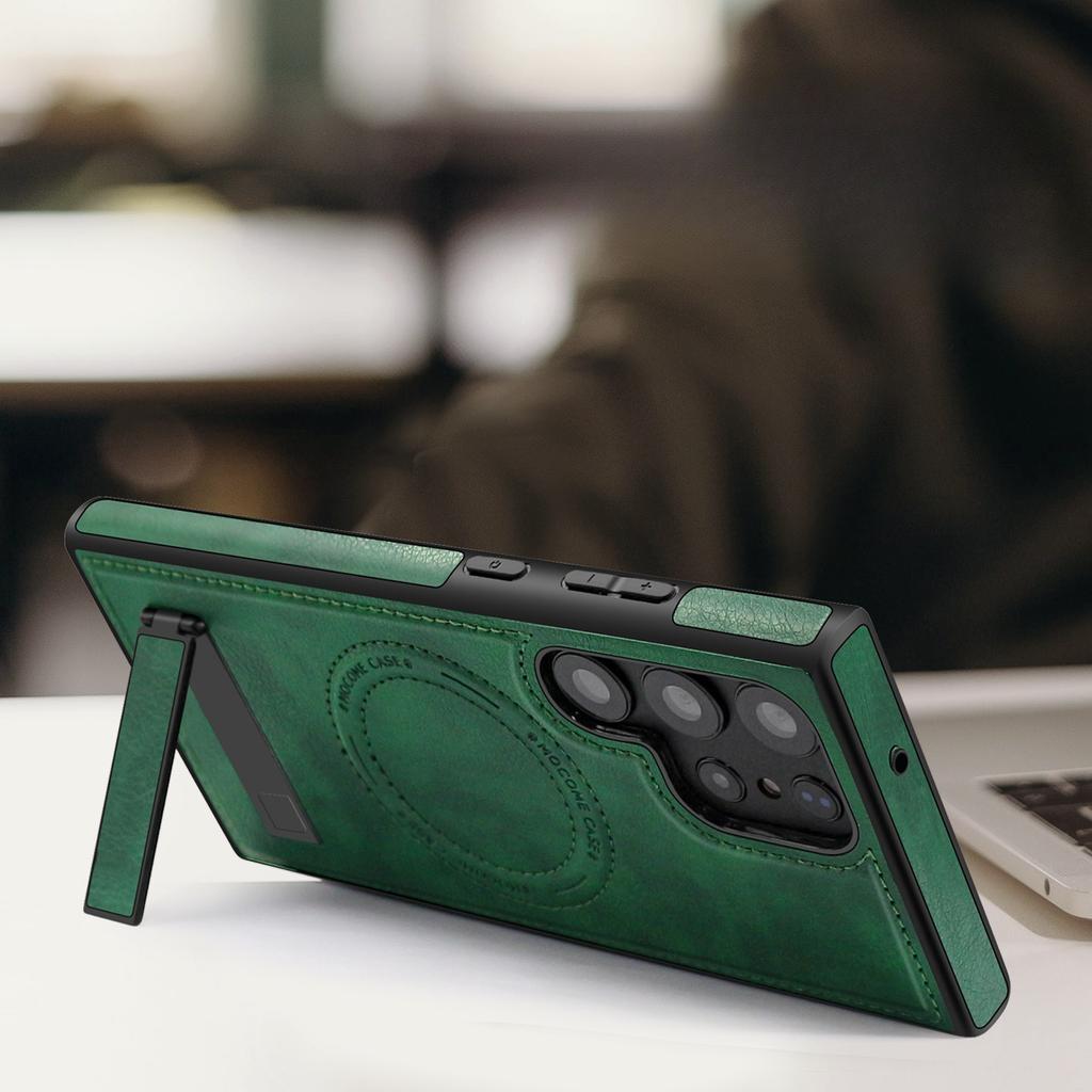 Suitable for Samsung S24 Ultra Mobile Phone Case S23Plus Invisible Bracket S22 Magnetic Magsafe Anti Fall Leather Case