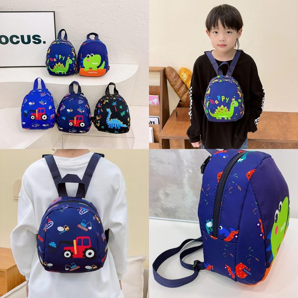 Cartoon Car Dinosaur Printed Backpack Oxford Fabric Texture For Use Nursery