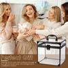 Clear Organizer Box with Lock and Key Portable Large Capacity Durable Multifunctional Cosmetics Toiletry Storage Box with Handle