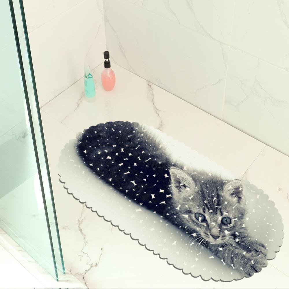 Cute Pet Cat Picture Balcony Bathroom Mat Hydrophobic Non-Slip Door Mat Swimming Pool Public Places Non-Slip Floor Mat