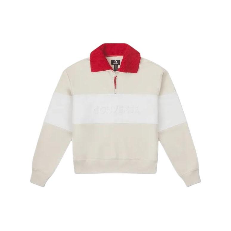 (WMNS) Converse YOTD Half-Zip Crew Sweater Asia Sizing  Beige  Women s 10026812-A01 M