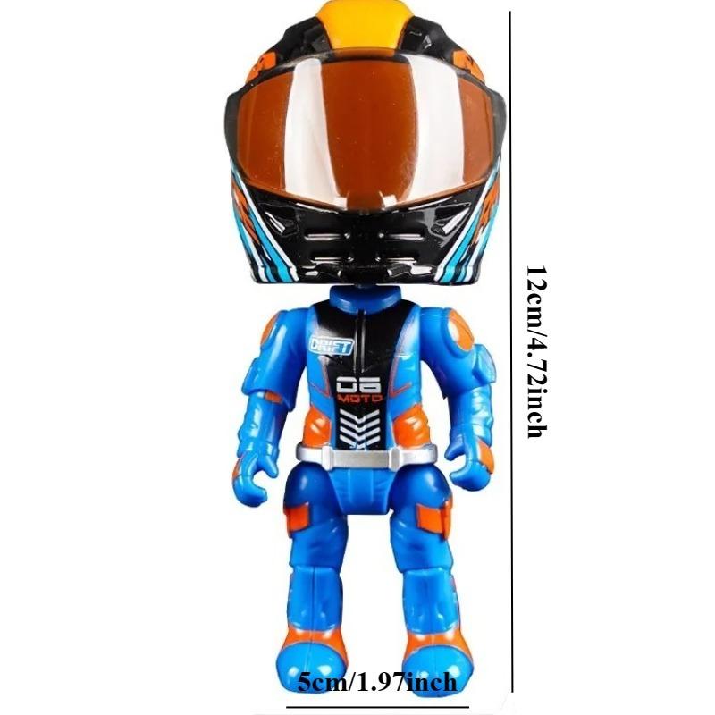 Simulation Motorcycle Rider Alloy Deformed Action Figure, Helmet Character Model, Desk Ornament Collectible Toy, Kids Boys Birthday Gift