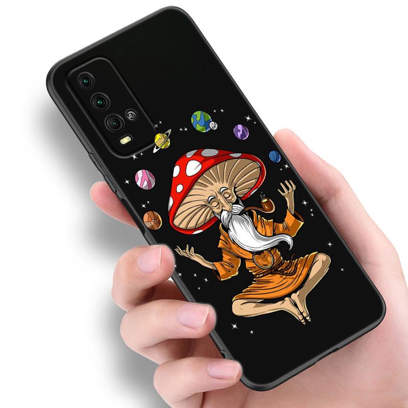 Hippie Mushroom Buddha Phone Case For Xiaomi Redmi Note 5 6 9T K20 K40 K50 Pro 7A 8A 9A 9C 9i 10A 10C A1 S2 Soft TPU Black Cover
