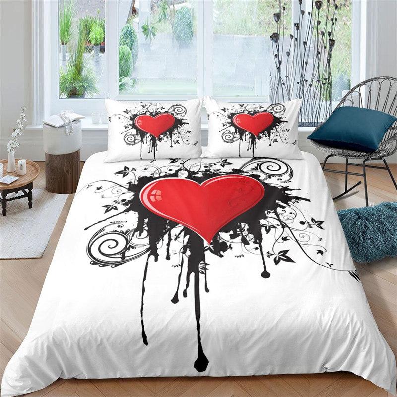 Comforter Romantic Love Heart Valentines Day Bedding Set Microfiber 3D Print King Queen For Boys Girls Teen Decor