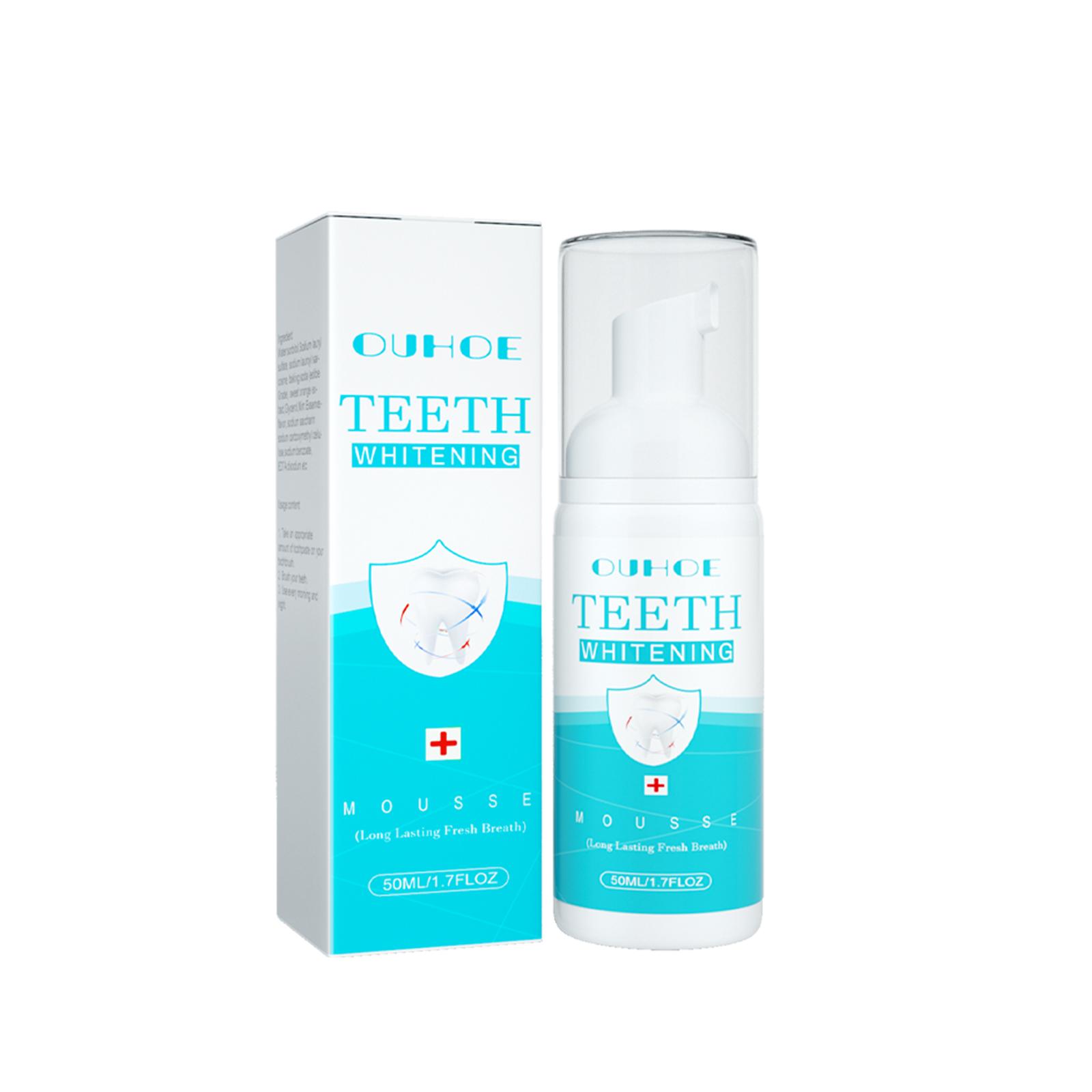 

OUHOE white teeth mousse cleans tartar, fresh breath, moth prevention, care for gums, toothpaste, oral cleansing