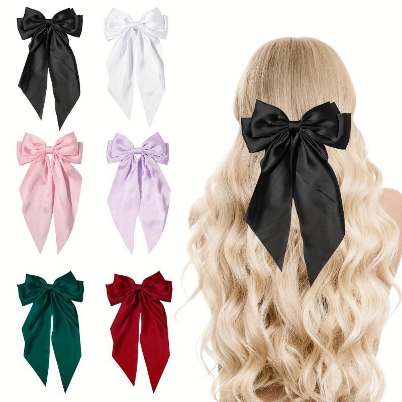 1pc Elegant Vintage Versatile Silk Bow Hair Clips, Girls Princess Style Casual Hair Accessories, Gifts Photography Props