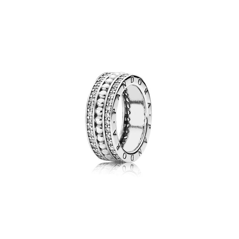 Pandora Logo letter engraving 925 silver zircon ring women s silver 190962CZ